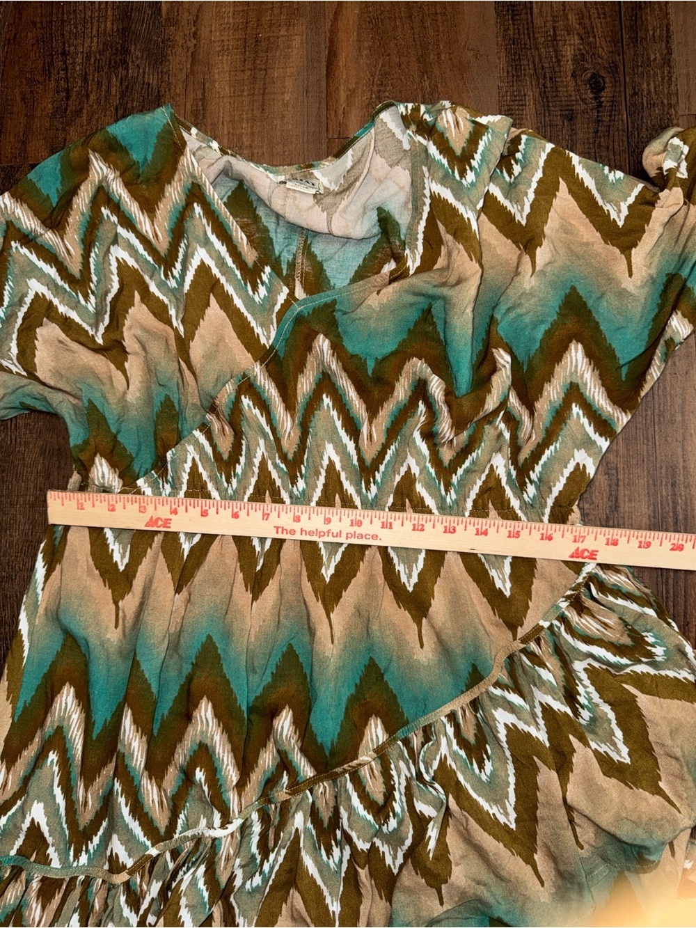 Ariat Chevron Mini Dress in Teal and Tan - Picture 11 of 12
